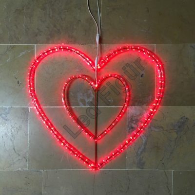 Led ışıklı ikili kalp figürü 60-30cm (2)
